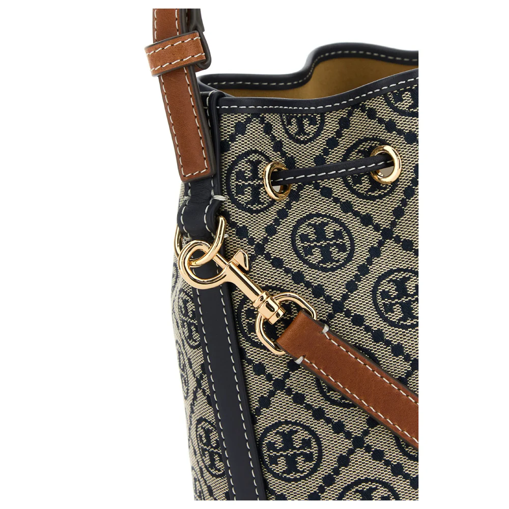 Tory Burch Monogram Bucket Bag- Gray/Black - Image 3