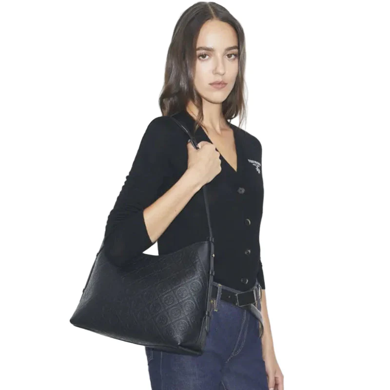 Tory Burch Pebble T Messenger Bag - Black - Image 5