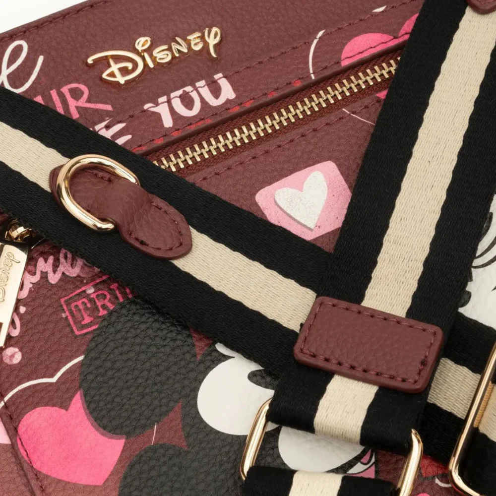 Wondapop Designer Series Disney Valentine Mickey and Minnie Crossbody Bag - Red - Image 7