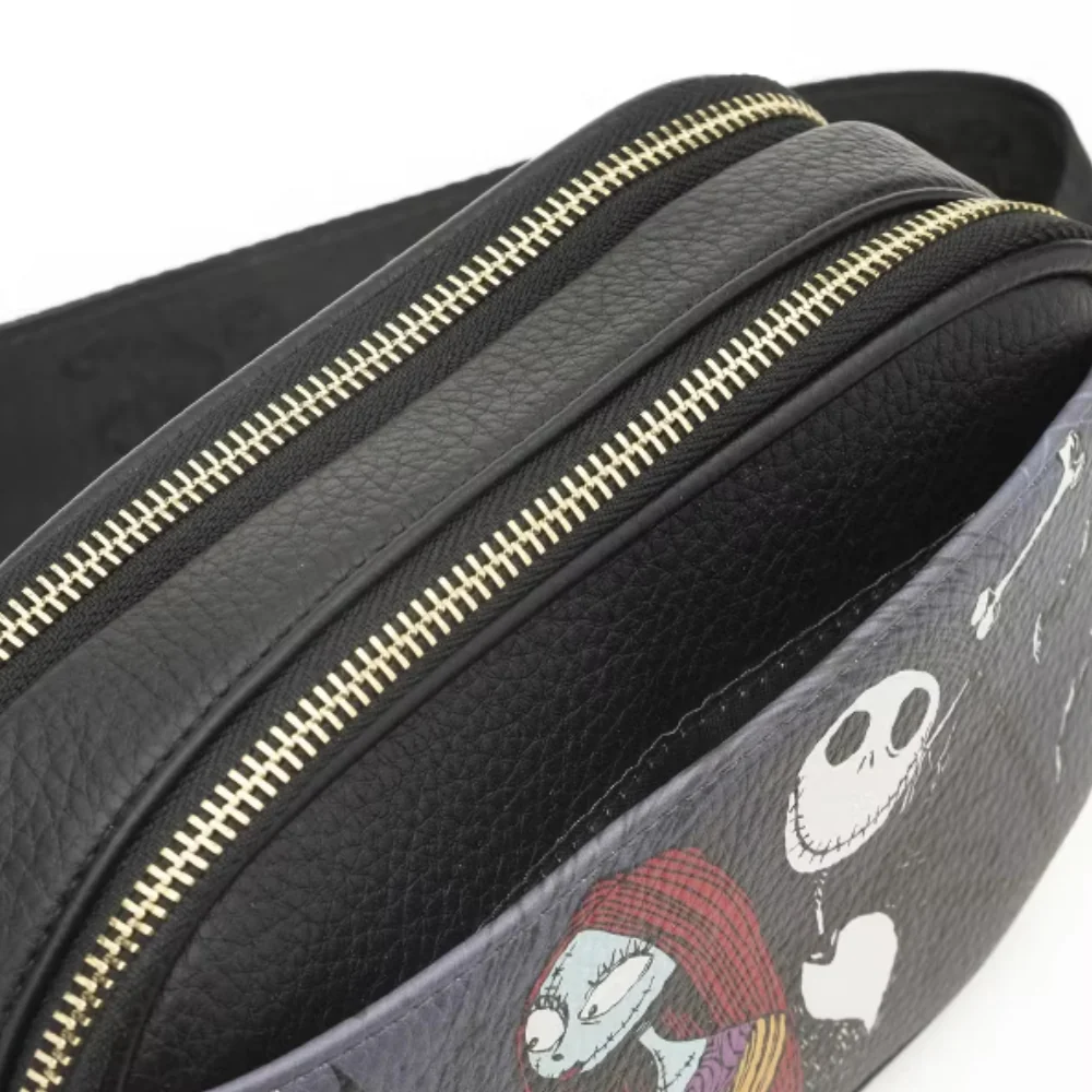 Wondapop Nightmare Before Christmas Designer Series Double Zipper Crossbody Bag with Shoulder Strap - Black - Image 5