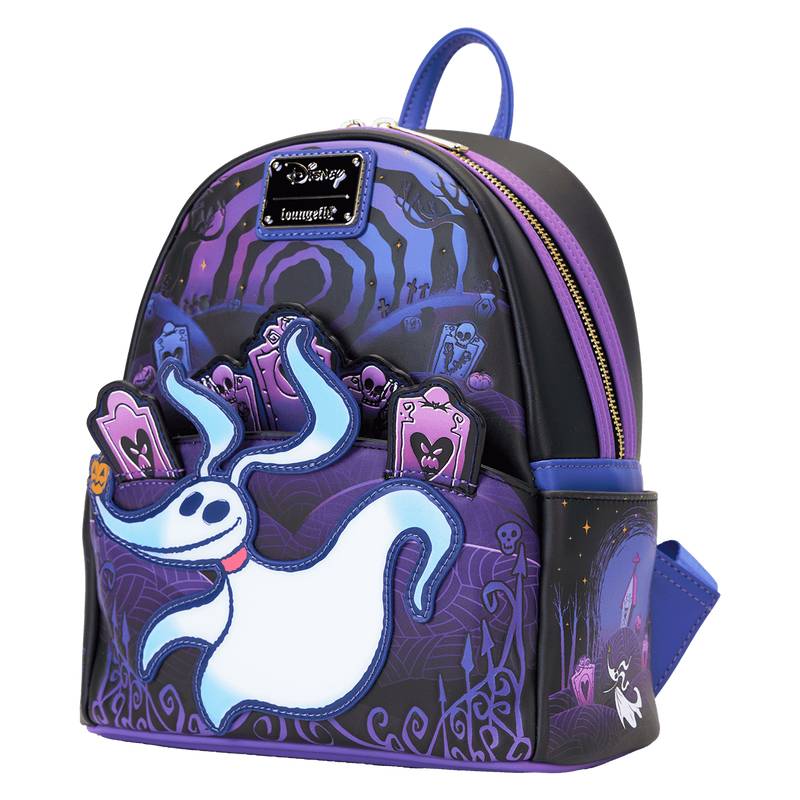 Loungefly Disney The Nightmare Before Christmas Zero Graveyard Light Up Mini Backpack - Black/Blue - Image 2