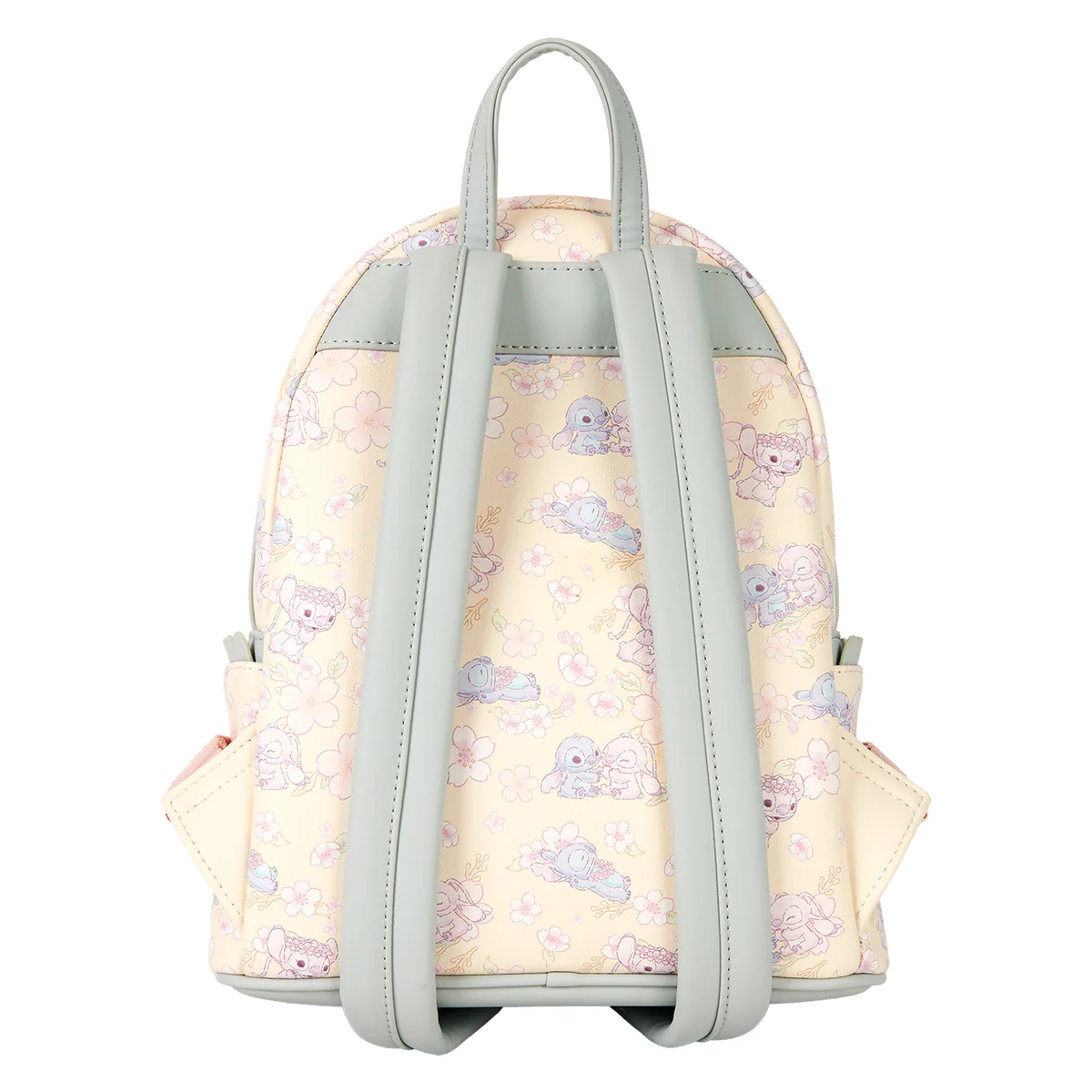 Loungefly Disney Stitch and Angel Cherry Blossom All-Over Print Mini Backpack with Adjustable Strap - Beige - Image 5