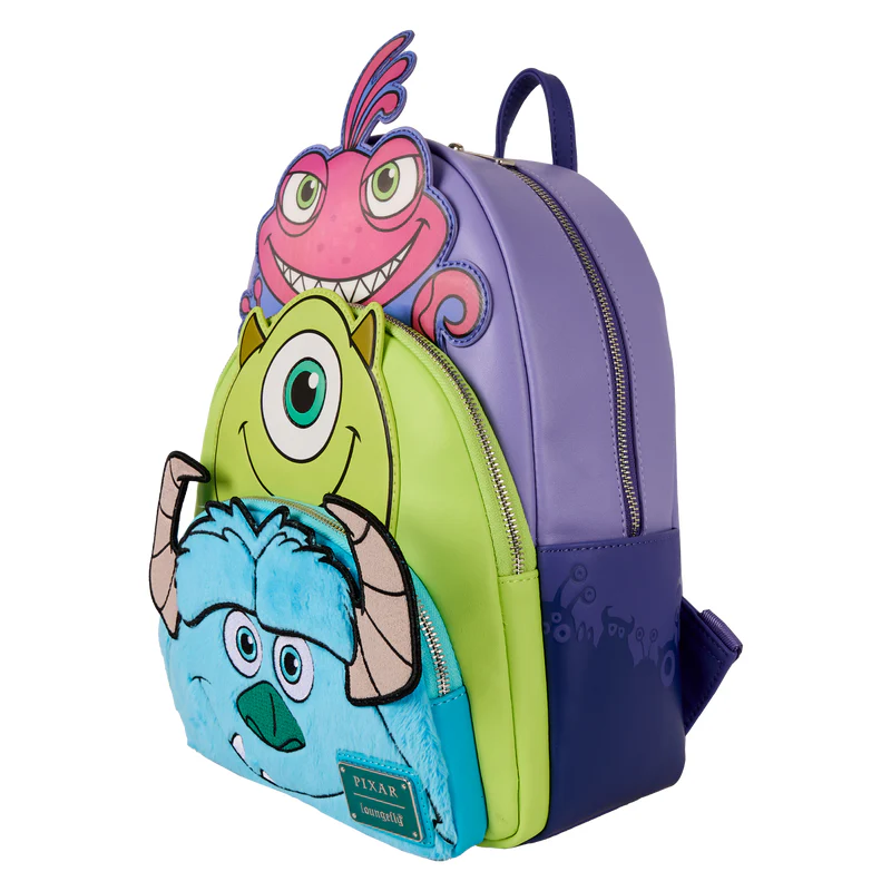 Loungefly Disney Sulley, Mike and Randall Triple Pocket Mini Backpack - Image 3