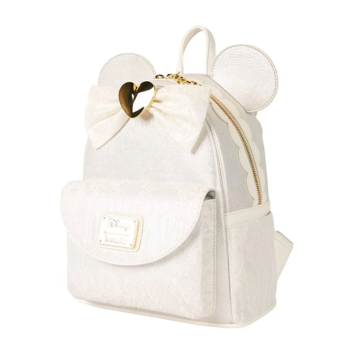 Loungefly Disney Minnie Mouse Iridescent Lace Wedding Mini Backpack - White - Image 2