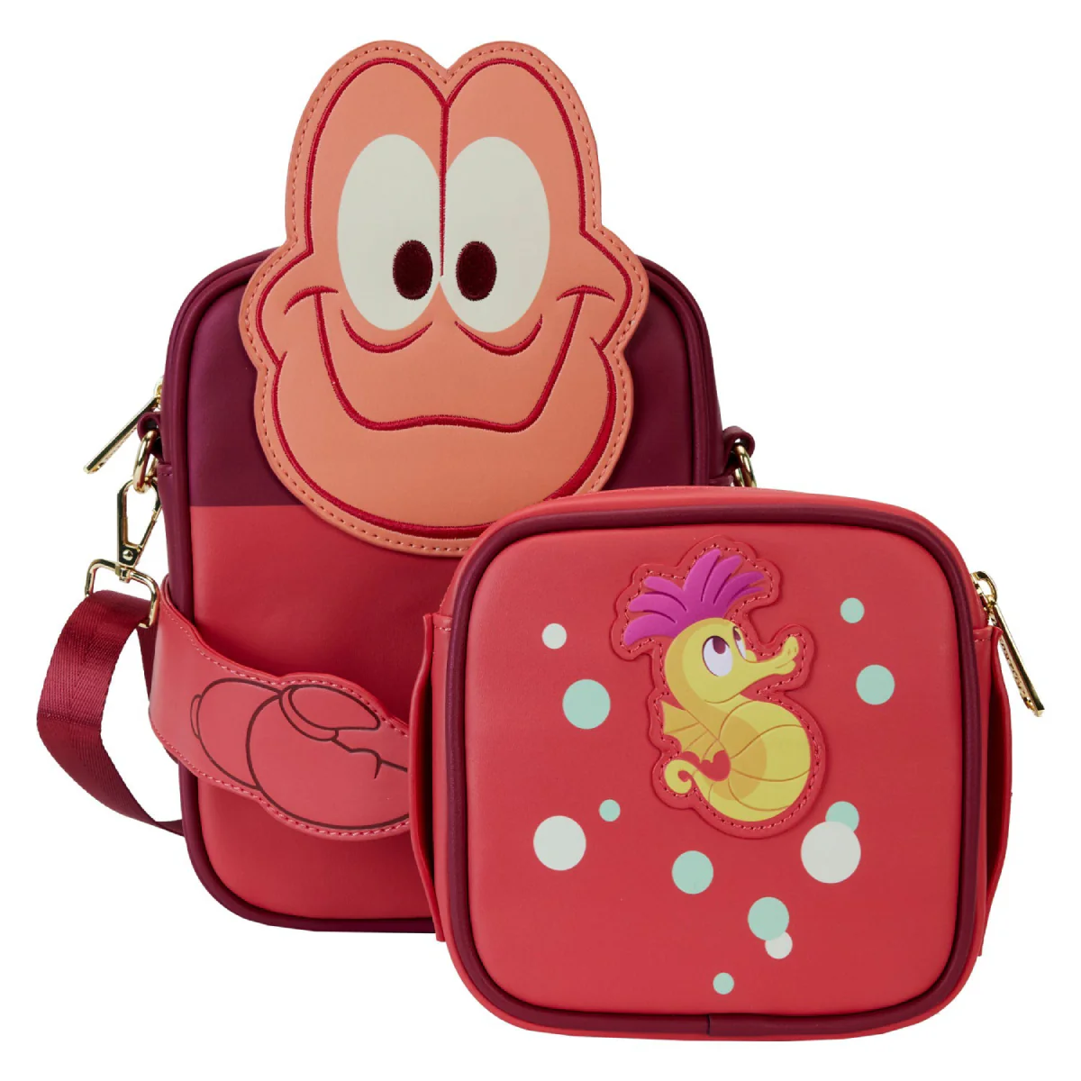 Loungefly Disney The Little Mermaid 35th Anniversary Sebastian Crossbody Bag with Coin Bag - Red - Image 2