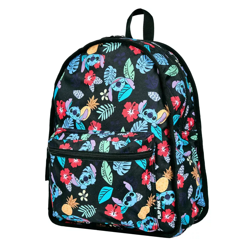 Disney Stitch Plush Character and Tropical Print 16.5" Flip Pak Reversible Backpack - Image 3