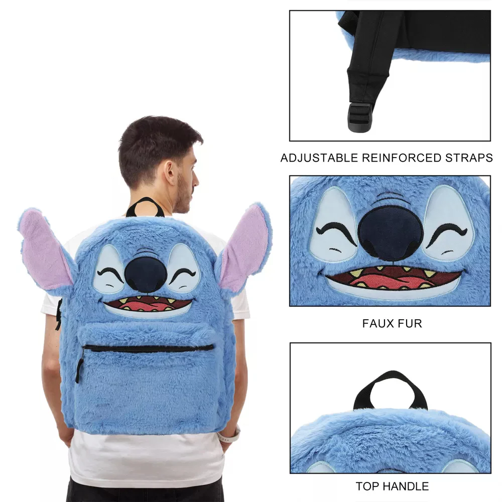 Disney Stitch Plush Character and Tropical Print 16.5" Flip Pak Reversible Backpack - Image 5