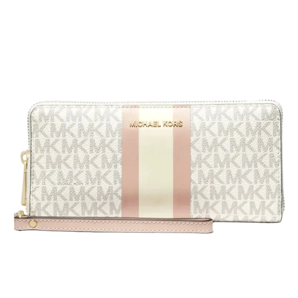 Michael Kors Women's Jet Set Travel Continental Bifold Wristlet - Pink/Beige