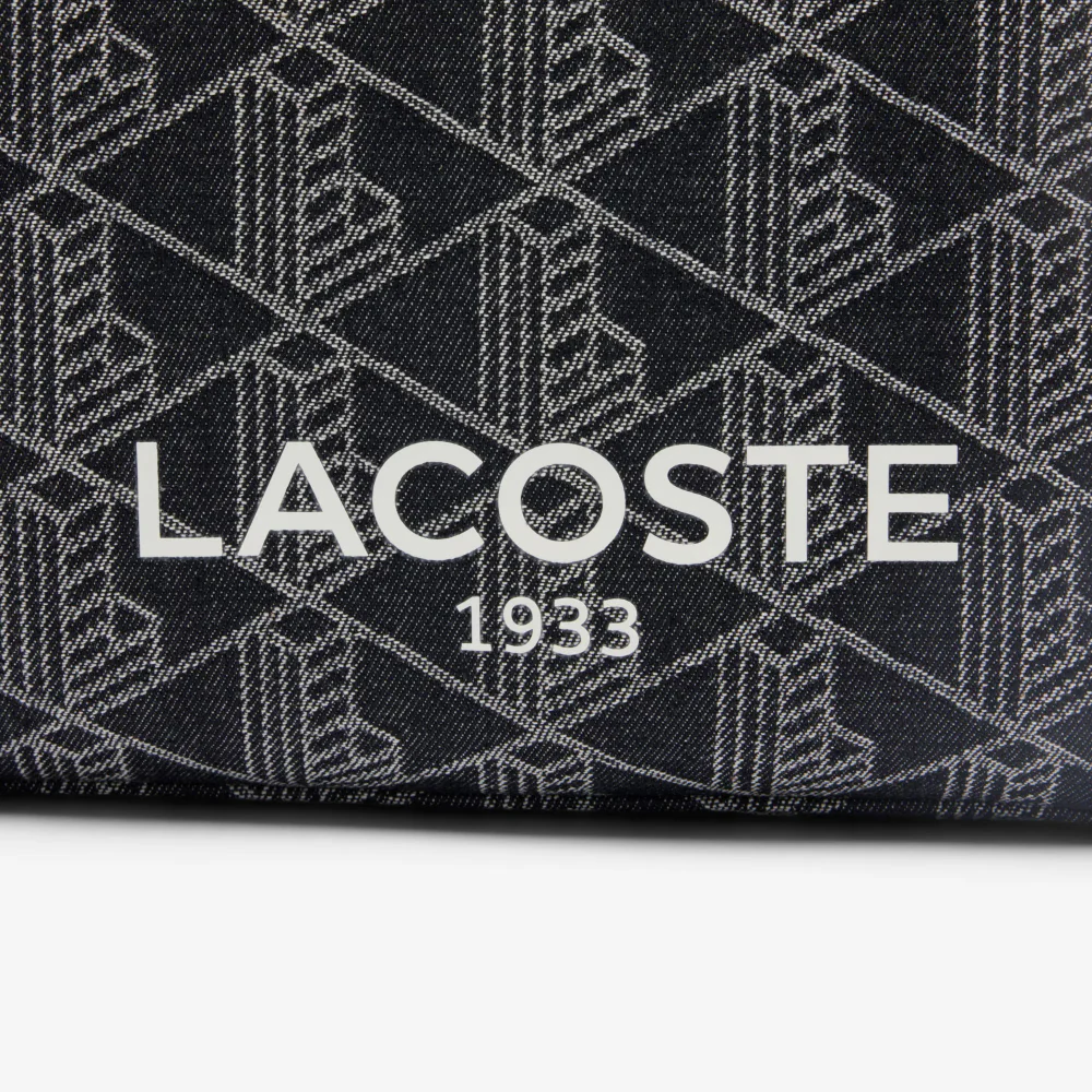 Lacoste Small Heritage Tote Bag With Adjustable Strap - Black/Gray - Image 4