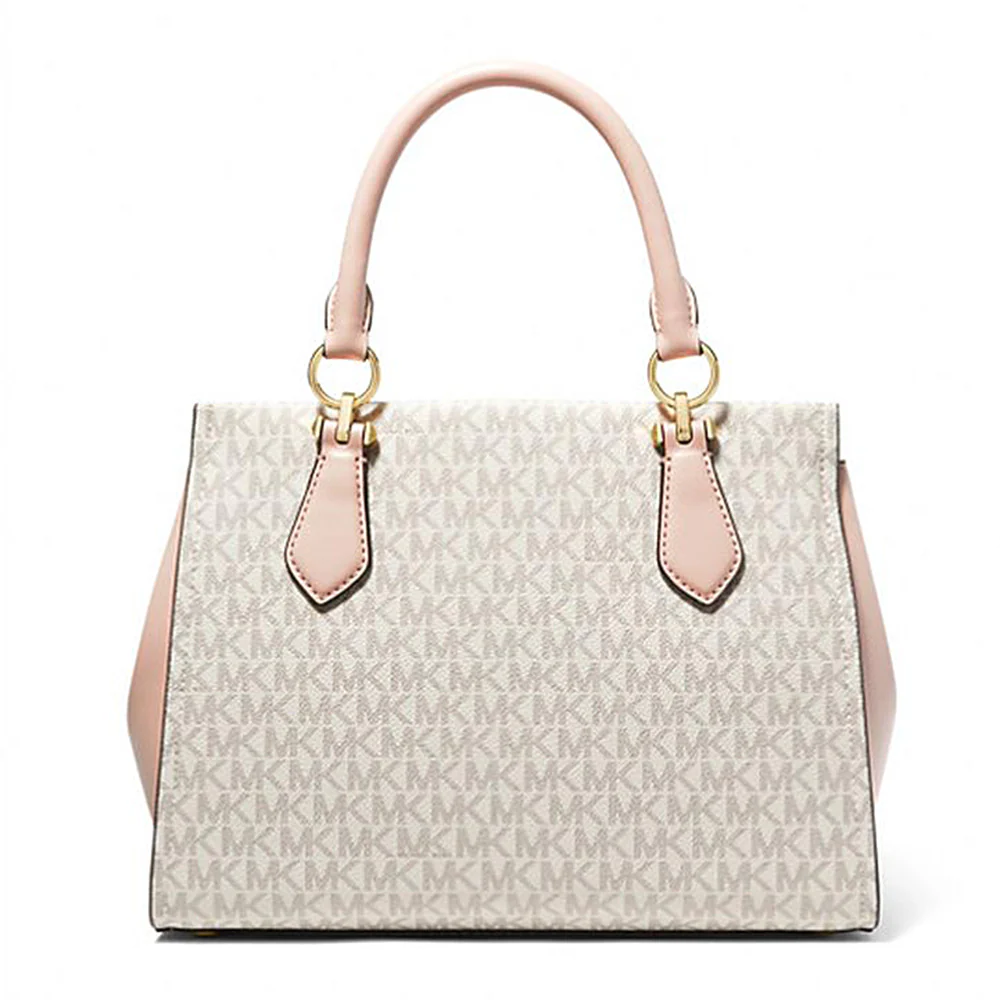 Michael Kors Marilyn Medium Logo Stripe Satchel Bag - Beige - Image 3