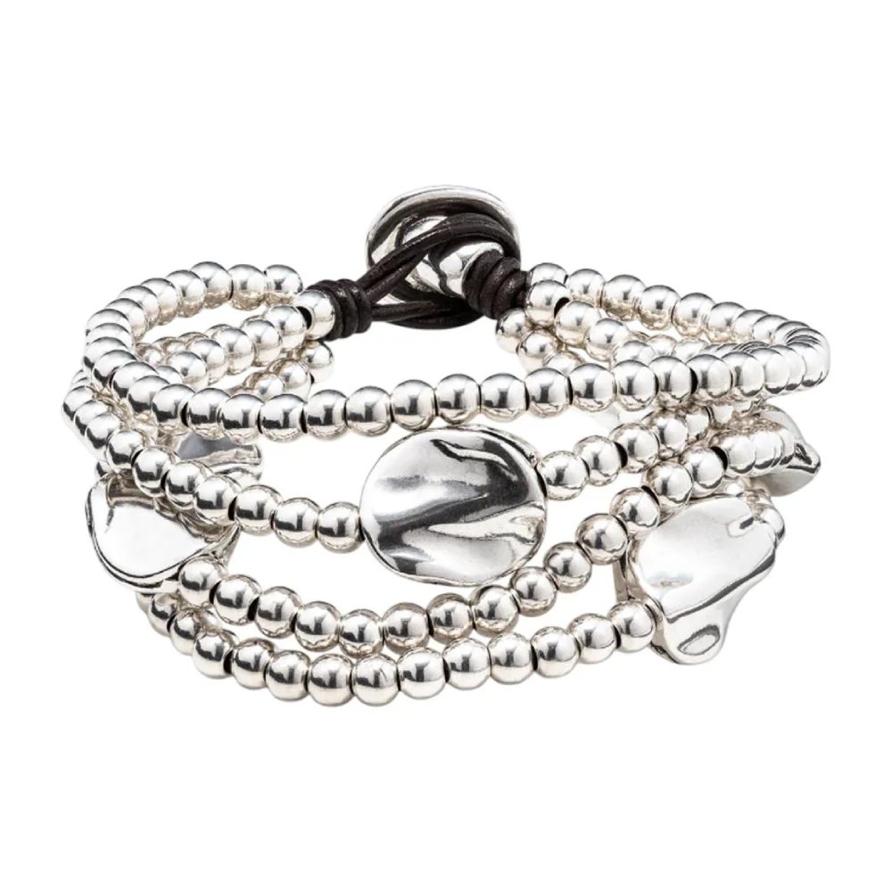UNOde50 A Beautiful Mind Women's Three Strand Leather Beaded Bracelet in Sterling Silver-Plating over Metal - Image 3
