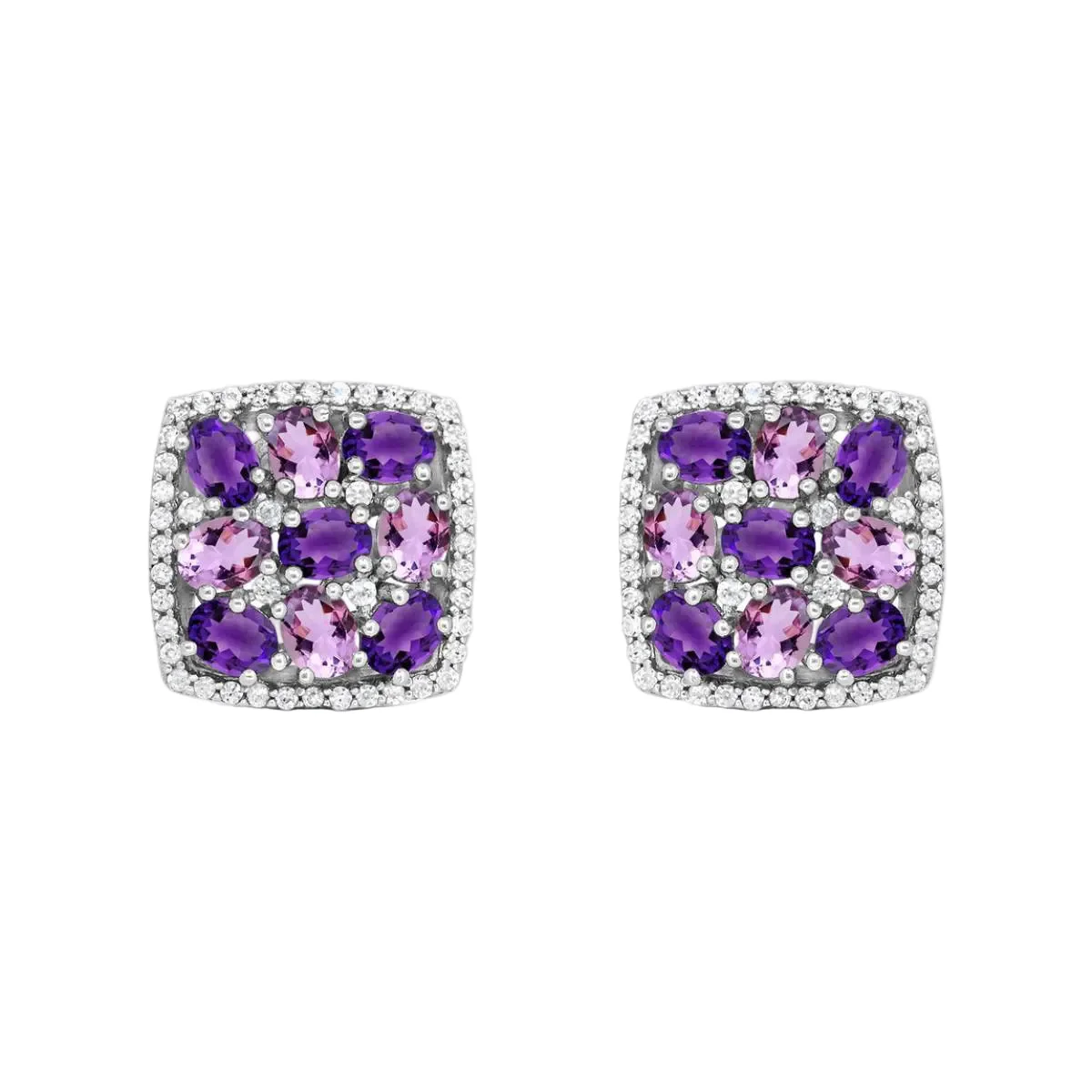 Affinity Designs Women's 5 ct. Amethyst and Zircon Earrings in Sterling Silver