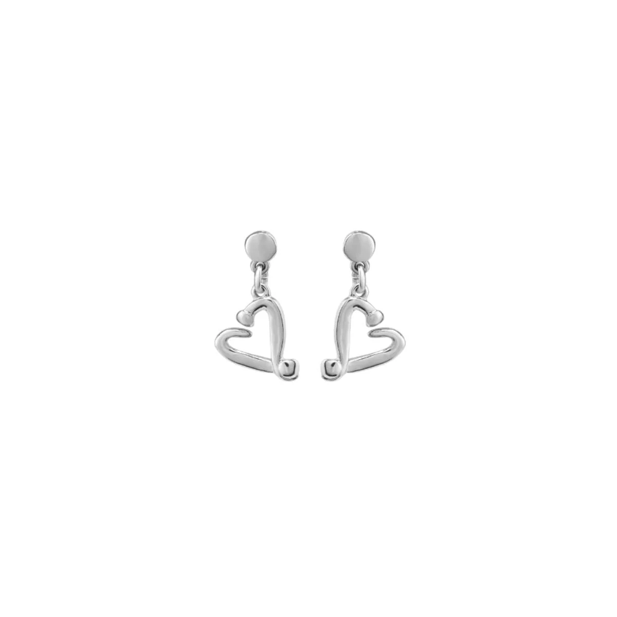 UNOde50 Loved Women's Nailed Heart Drop Earrings in Sterling Silver-Plating over Metal