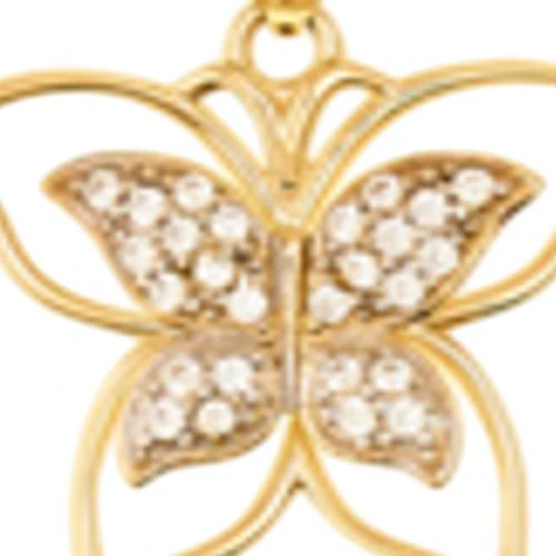 14K Yellow Gold Cubic Zirconia Butterfly Pendant - Image 2