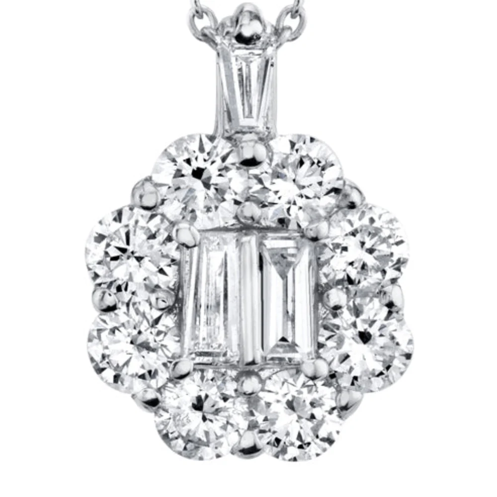 Shy Creation Glittara Women's 0.66 ct. Diamond Baguette Necklace in 14K White Gold - Image 2