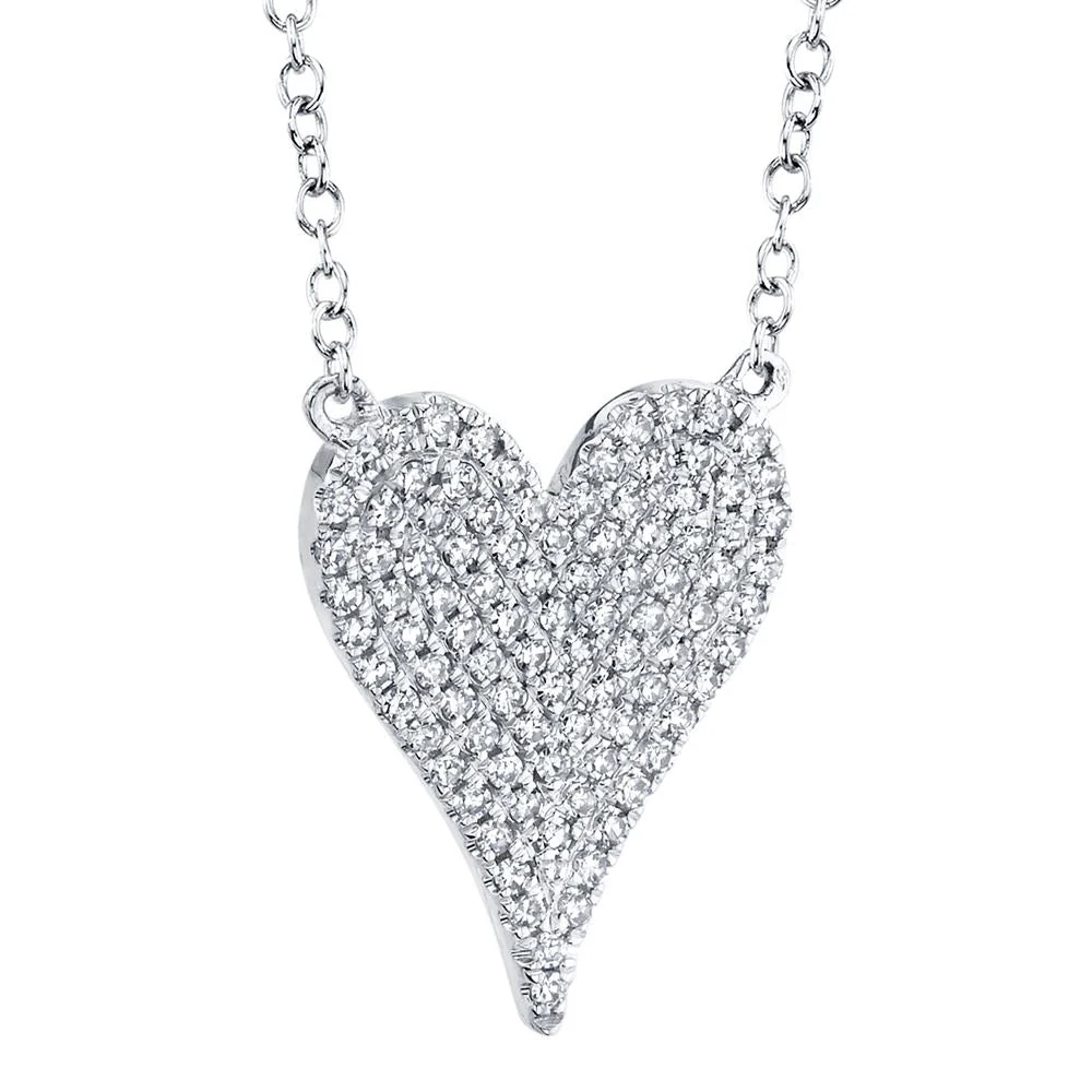 Shy Creation Kate Women's 18" 0.21 ct. Diamond Pave Heart Necklace in 14K White Gold - Image 2