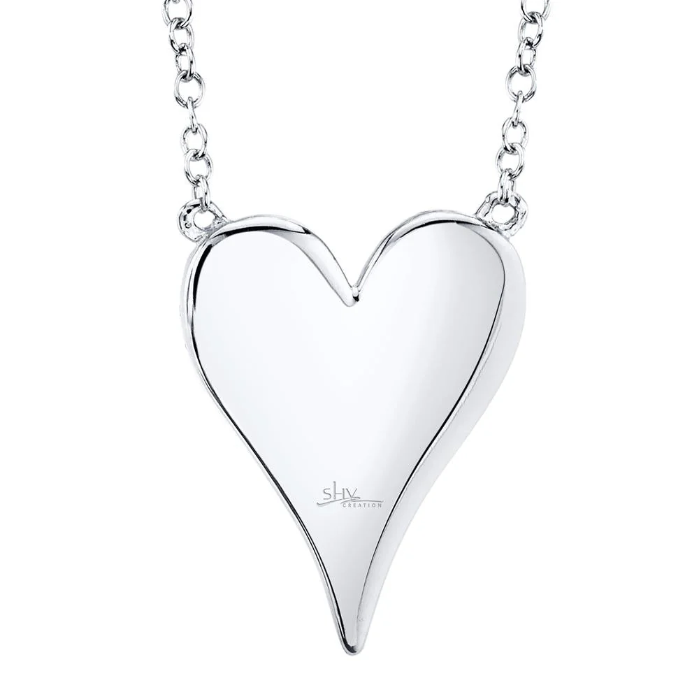 Shy Creation Kate Women's 18" 0.21 ct. Diamond Pave Heart Necklace in 14K White Gold - Image 5