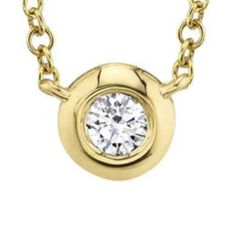 Shy Creation Bailey Women's 18" 0.10 ct. Diamond Bezel Necklace in 14K Yellow Gold - Image 2