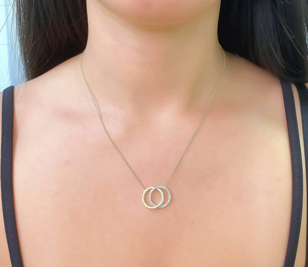 Shy Creation Kate 0.31 ct. Diamond Love Knot Circle Necklace in 14K Yellow Gold - Image 2
