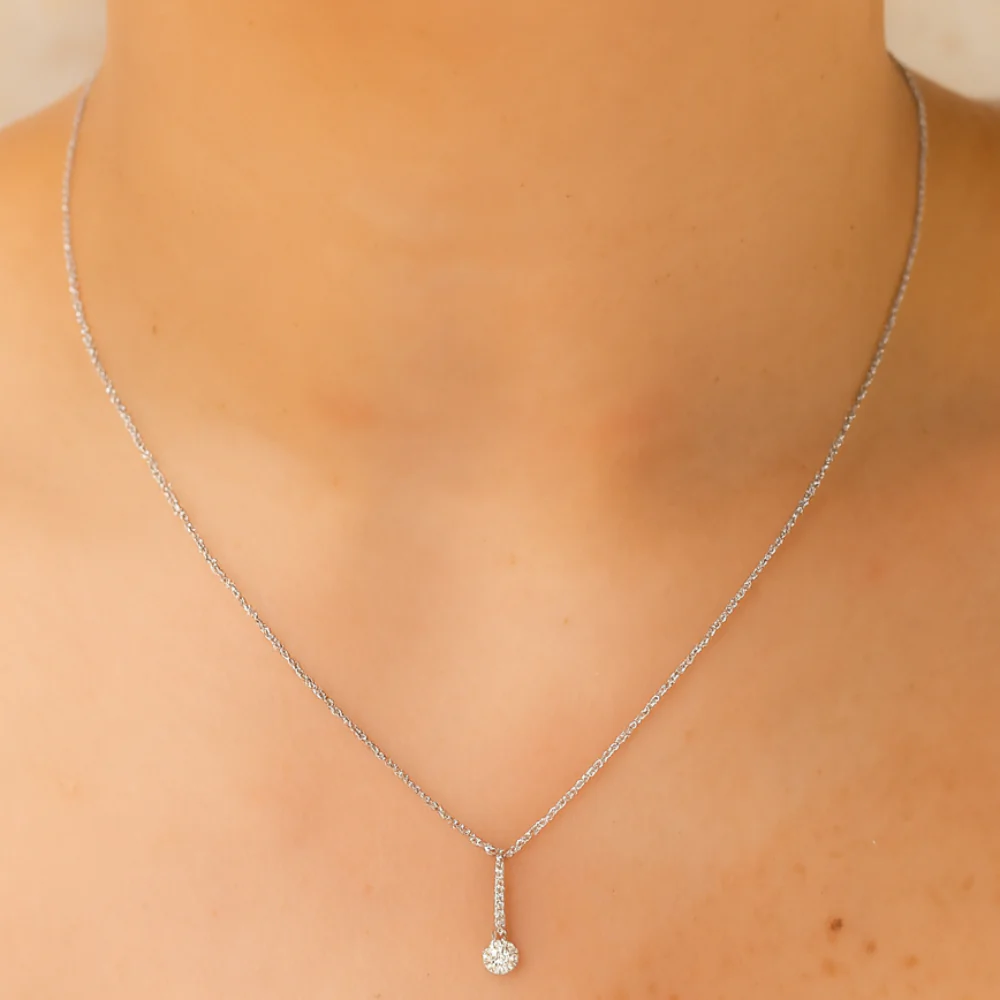 Shy Creation Eden 0.10 ct. Diamond Necklace in 14K White Gold - Image 2