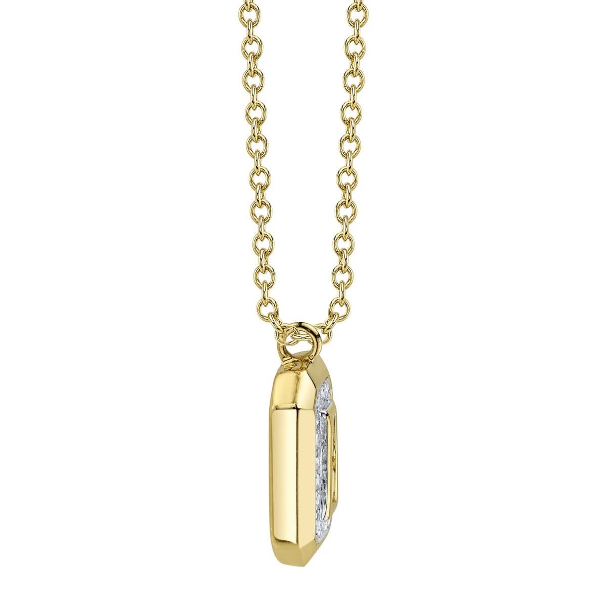Shy Creation Vallon Women's 0.09 ct. Diamond Baguette Necklace in 14K Yellow Gold - Image 2