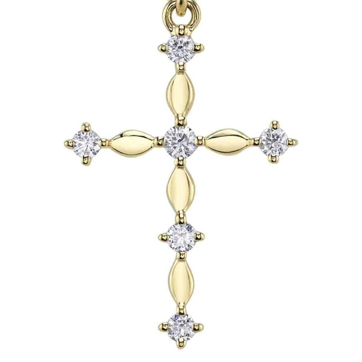 Shy Creation Kate Women's 18" 0.12 ct. Diamond Cross Necklace in 14K Yellow Gold - Image 2