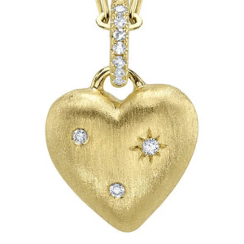 Shy Creation Kate Women's 0.04 ct. Diamond Heart Star Matte Paper Clip Chain Necklace in 14K Yellow Gold - Image 2