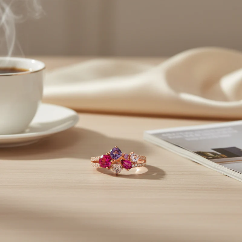 Le Vian Women's 0.6 ct. Passion Fruit Tourmaline, 0.25 ct. Cotton Candy Amethyst, 0.2 ct. Pink Morganite, 0.05 ct. Bubble Gum Pink Sapphire and 0.2 ct. Nude Diamond Ring in 14K Strawberry Gold - Image 2