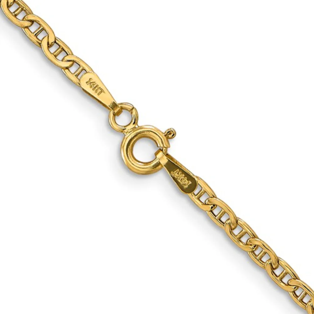 14K Yellow Gold 20" Semi -Soild Anchor Chain with Spring Ring Clasp - Image 3
