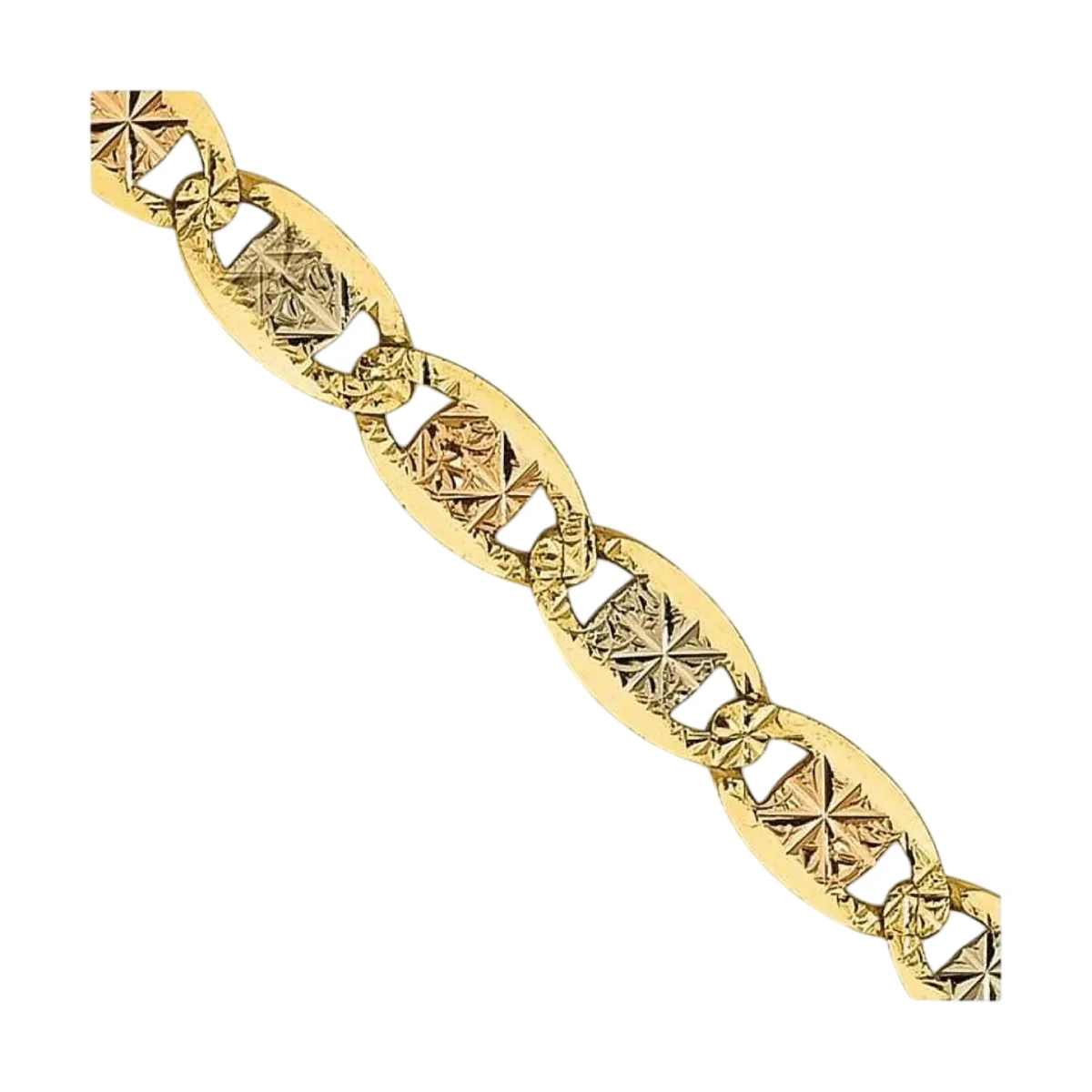 14K Yellow Gold 26" Tri-color Pave Valentino Chain with Lobster Clasp - Image 2