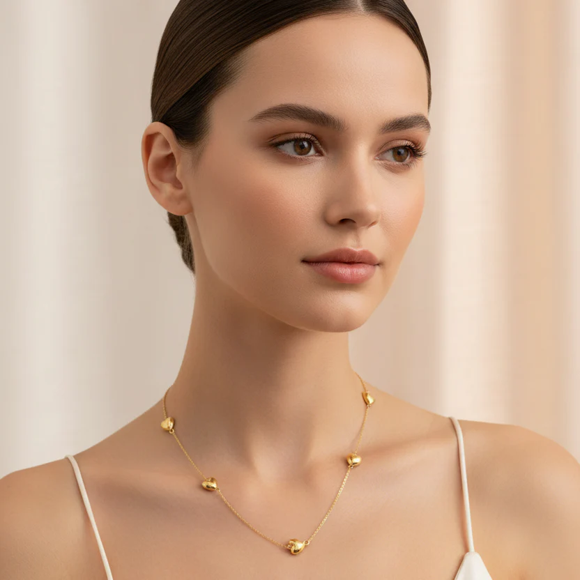 10K Women's 18" Heart Necklace in Yellow Gold - Image 2
