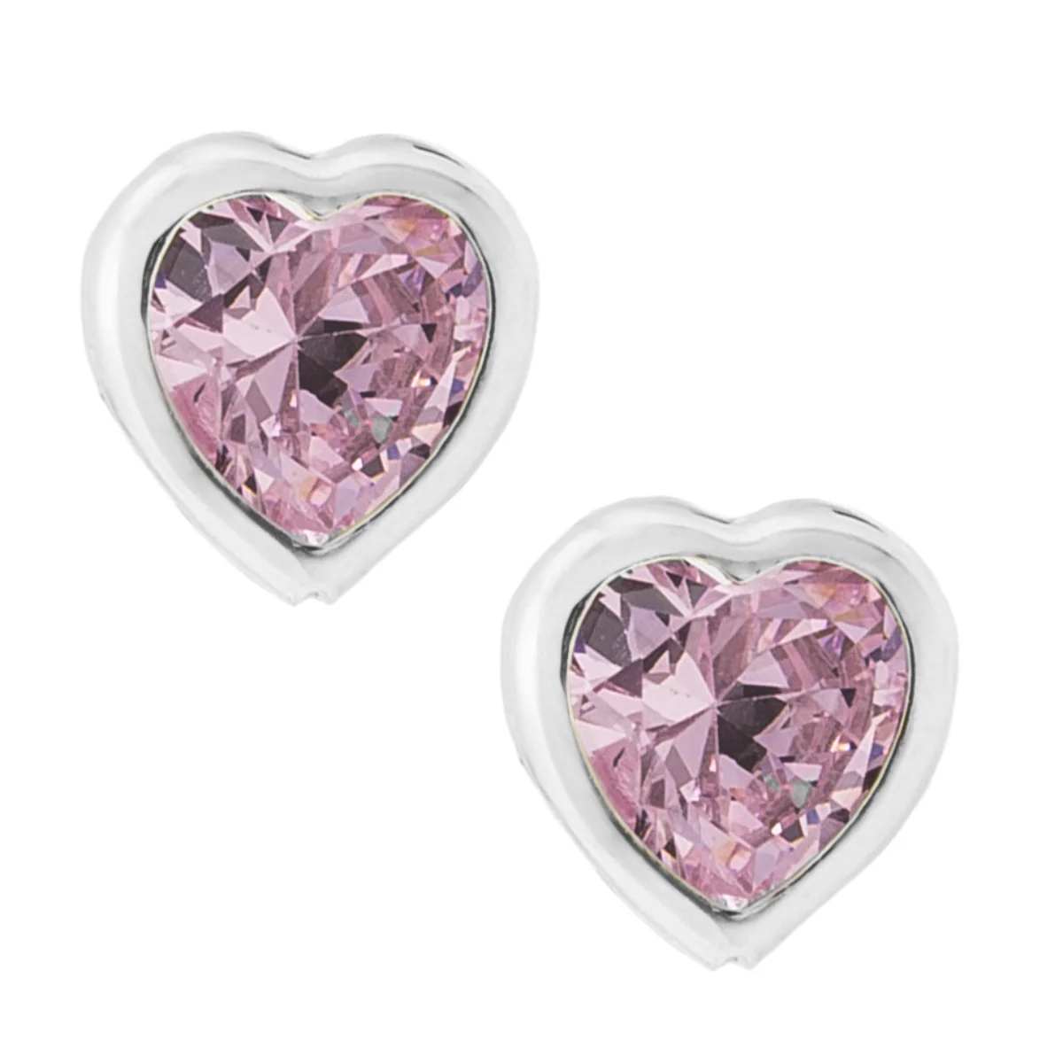 Marathon Pink Cubic Zirconia Heart Earrings in 14K White Gold - Image 3