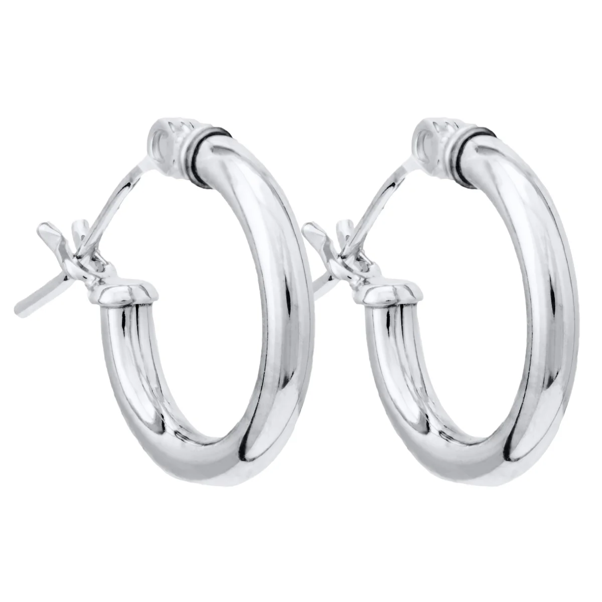 Marathon High Polished Hoop Earrings in 14K White Gold - Image 2