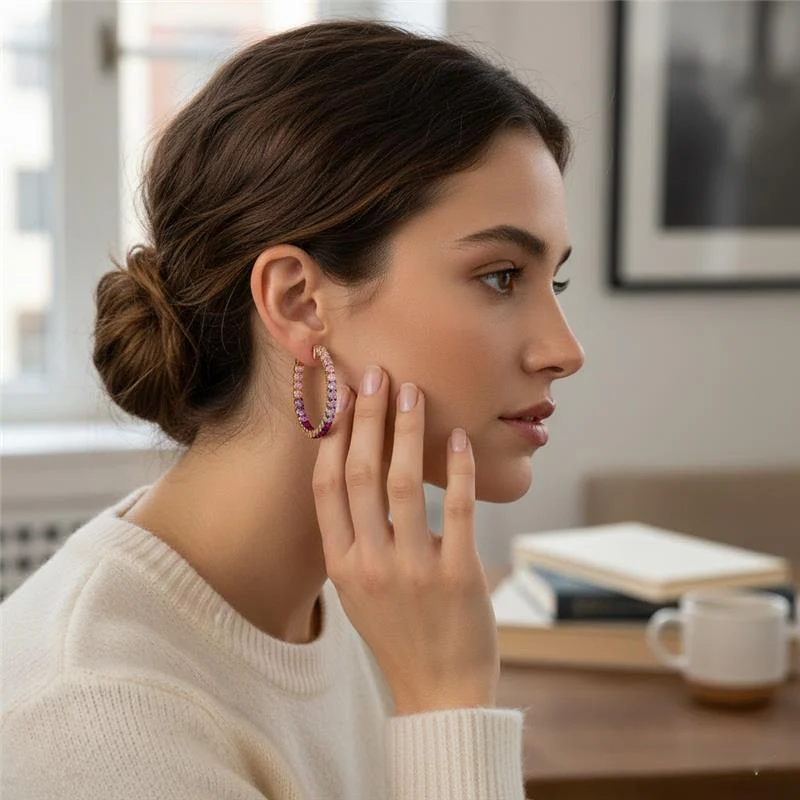 Le Vian Ombre 1.5 ct. Strawberry Ombré Sapphire and 0.37 ct. Vanilla Sapphire Earrings in 14K Strawberry Gold - Image 2