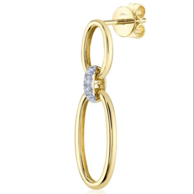 Shy Creation Kate Women'S 0.10 ct. Diamond Oval Earrings In 14K Yellow Gold - Image 2