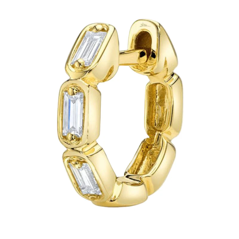 Shy Creation Kate Women'S 0.19 ct. Diamond Baguette Huggie Earrings In 14K Yellow Gold - Image 2