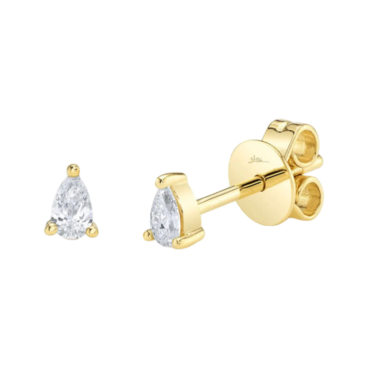 Shy Creation Colette Women's 0.15 ct. Diamond Pear Stud Earrings in 14K Yellow Gold