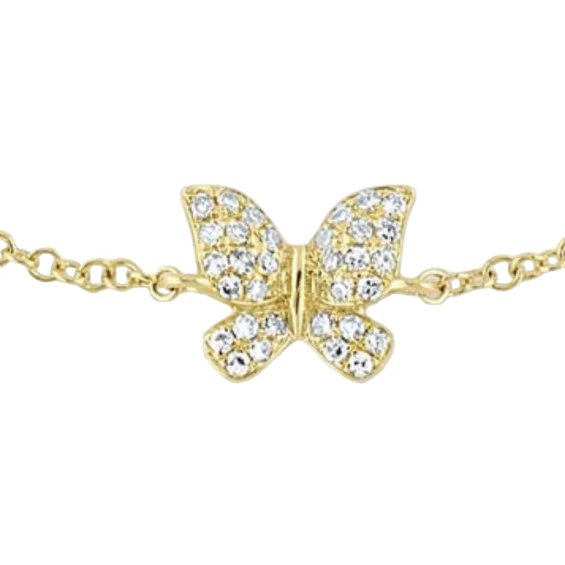 Shy Creation Kate Women's 0.08 ct. Diamond Butterfly Bracelet in 14K Yellow Gold - Image 2