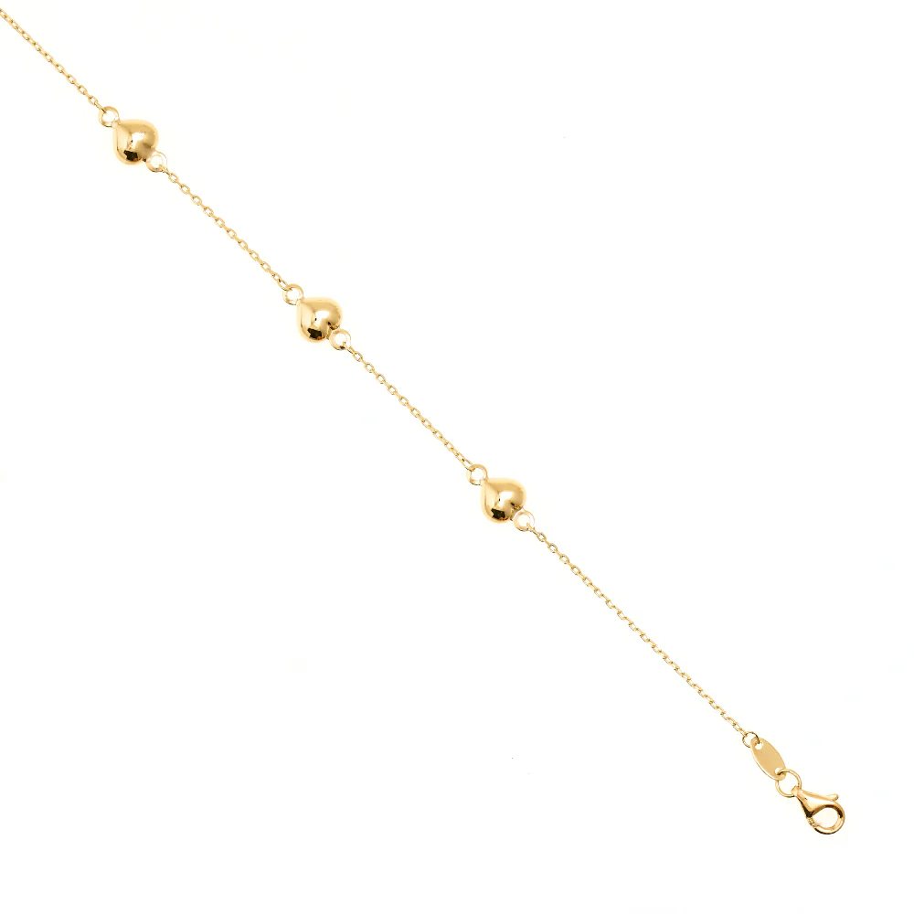 10K Women's 7.5" Heart Bracelet in Yellow Gold - Image 3