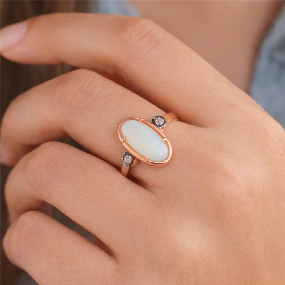 Le Vian 1.2 ct. Neopolitan Opal and 0.05 ct. Nude Diamond Ring in 14K Strawberry Gold - Size 7 - Image 2