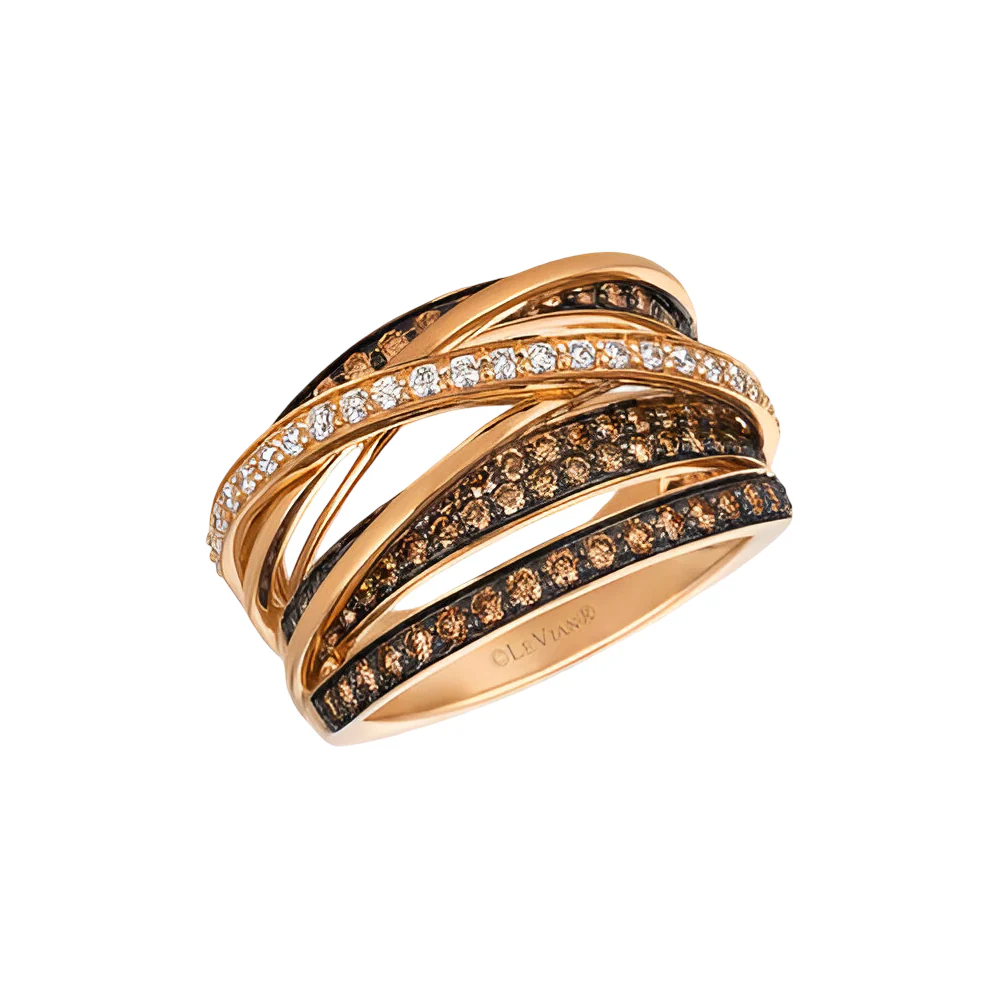 Le Vian Chocolatier 0.87 ct. Chocolate Diamonds and 0.25 ct. Vanilla Diamonds Ring in 14K Strawberry Gold - Size 7