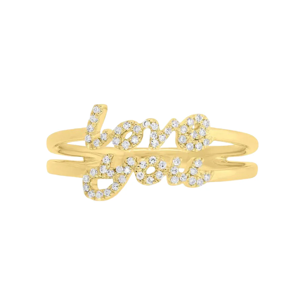 Shy Creation Kate 0.11 ct. Diamond "Love You" Ring in 14K Yellow Gold - Size 7 - Image 2
