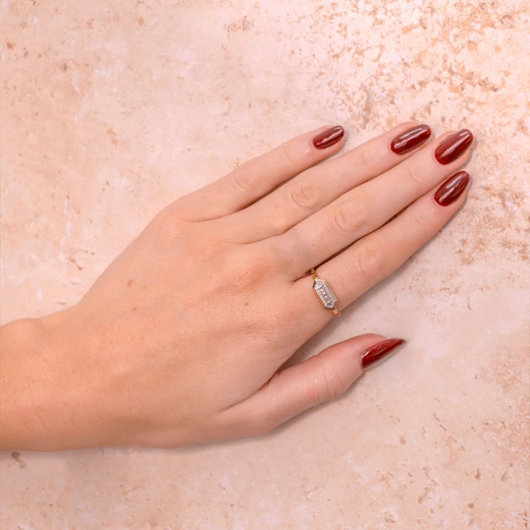 Shy Creation Vallon Women's 0.13 ct. Diamond Baguette Ring in 14K Yellow Gold - Size 7 - Image 2