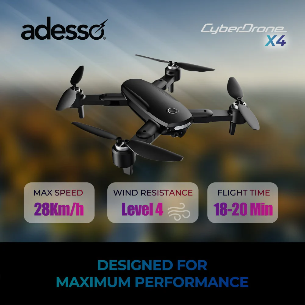 Adesso CyberDrone X4 4K FPV Camera Drone with Remote - Black - Image 9