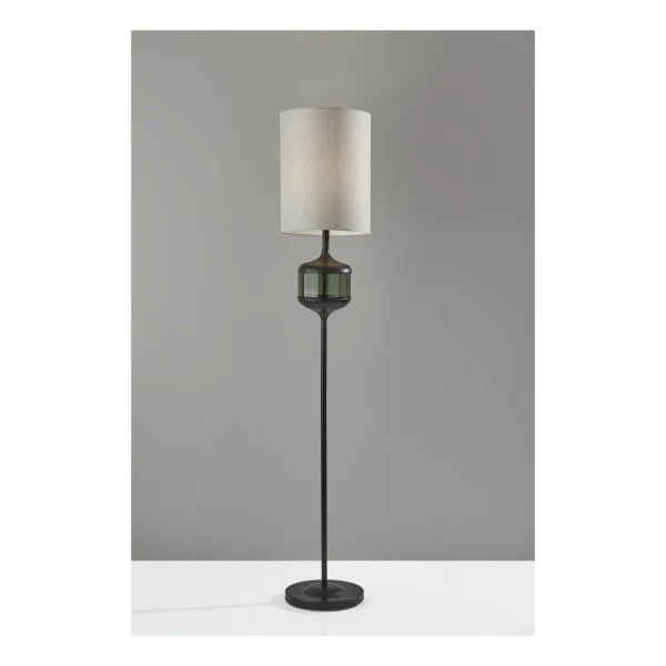 Adesso Marina 61" Floor Lamp with Smoked Glass - Black - Image 2