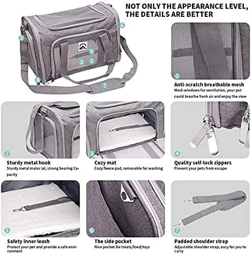 Airline Approved Pet Carrier Bag (Grey) 20" - Image 4