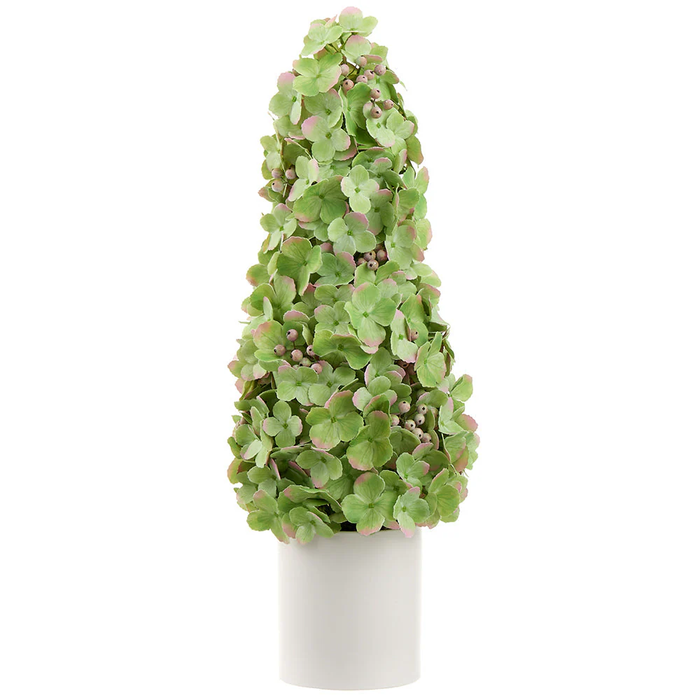 Allstate Floral 27" Cone-Shaped Hydrangea Flower Arrangement Topiary with Ceramic Vase - Image 3