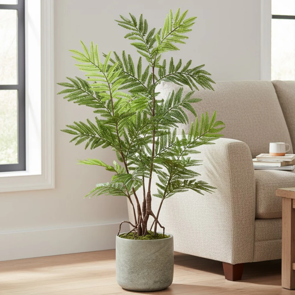Allstate Floral Fern Artificial Leaf Tree with Cement - Green - Image 4
