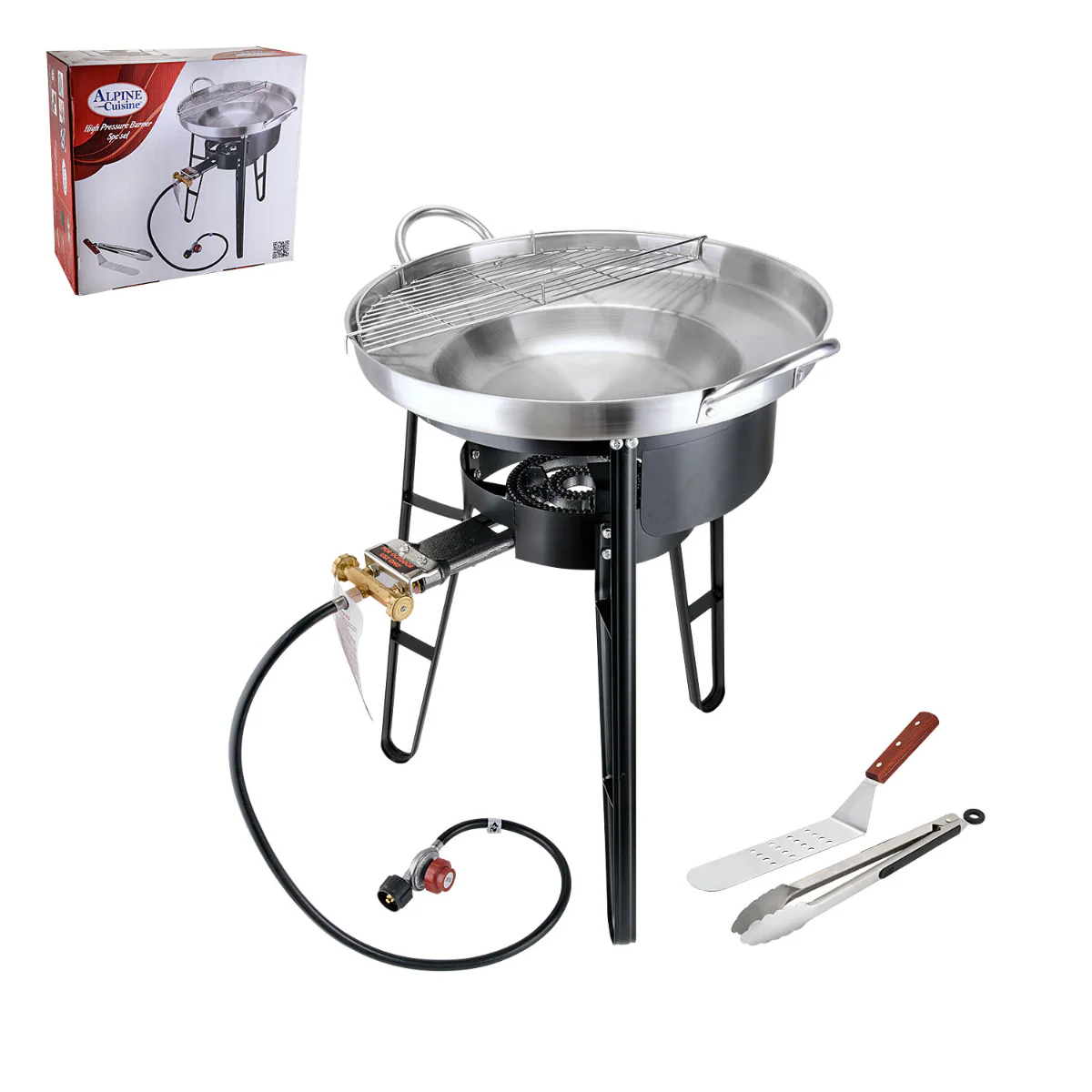 Alpine Cuisine AI26360 High Pressure Burner (5-Piece) - Silver/Black - Image 2