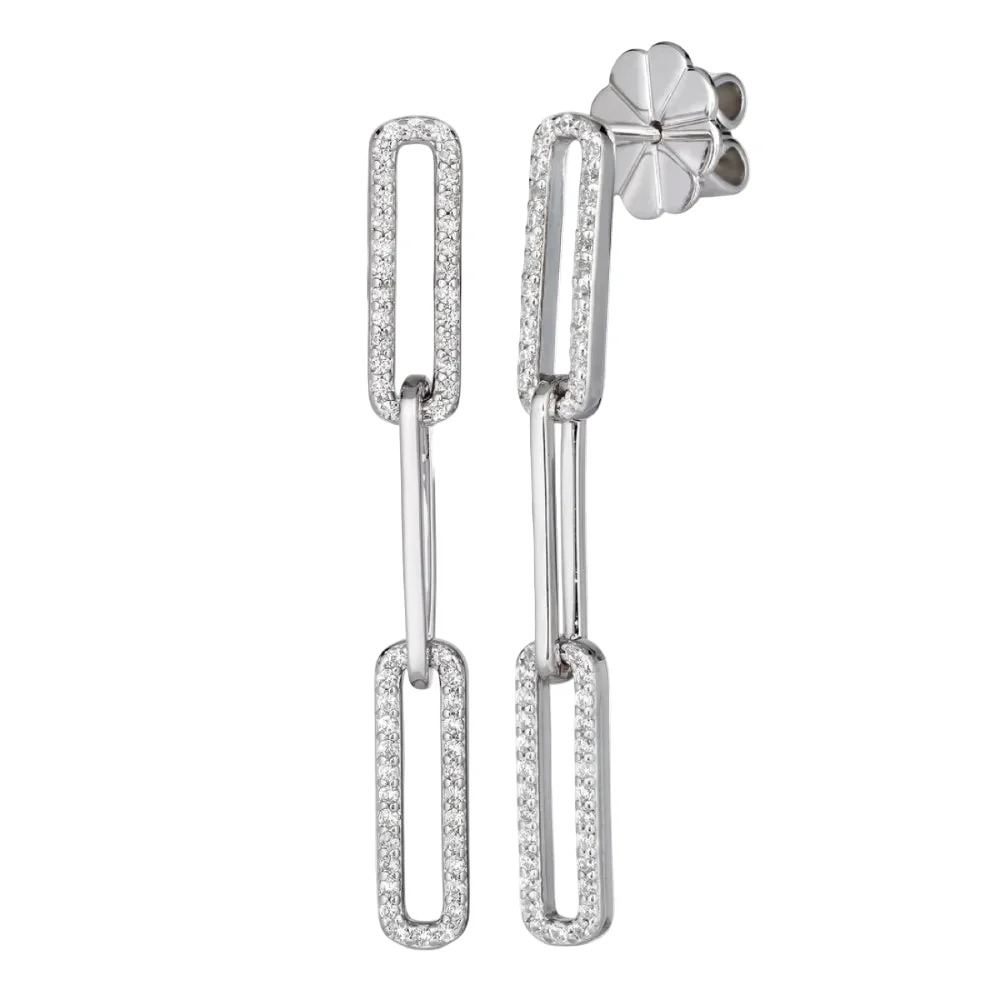 Anna Zuckerman Anastasia 19 Women's 2ct. Diamond Crystalline Paloma Paper Clip 3 Link Earrings in 925 Sterling Silver - Image 3